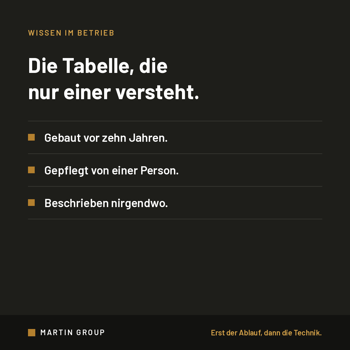Die Tabelle, die nur einer versteht.