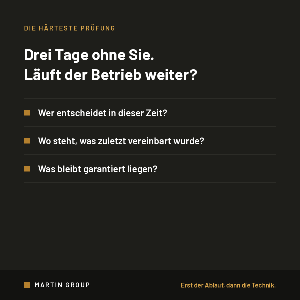 Drei Tage ohne Sie.