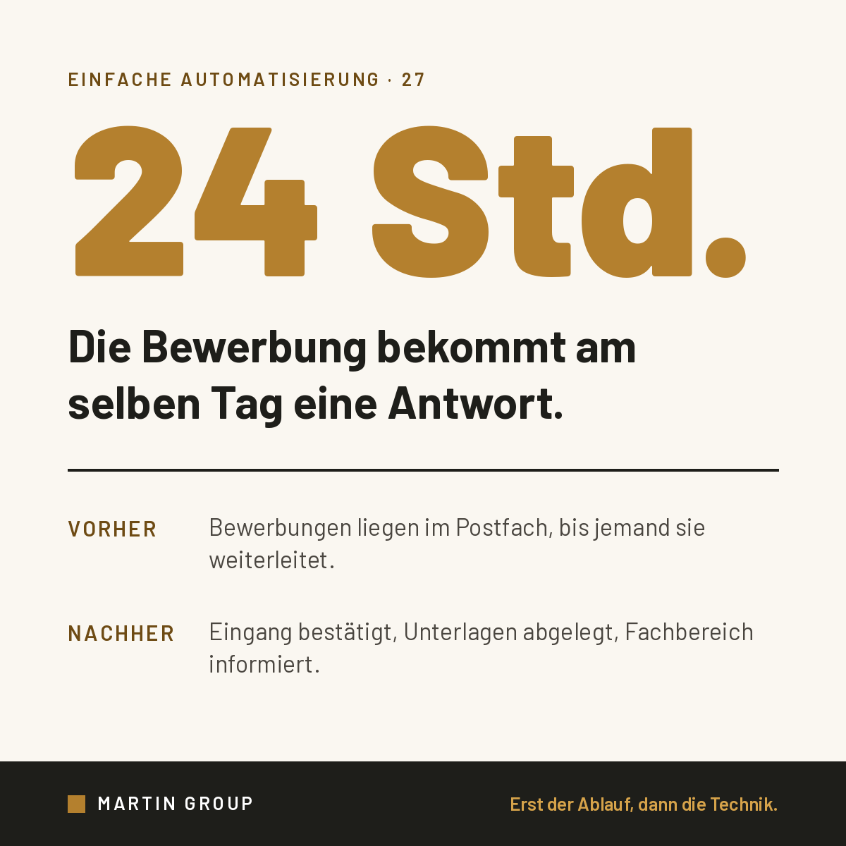 Eine Bewerbung, die zwei Wochen liegt, ist keine Bewerbung mehr.