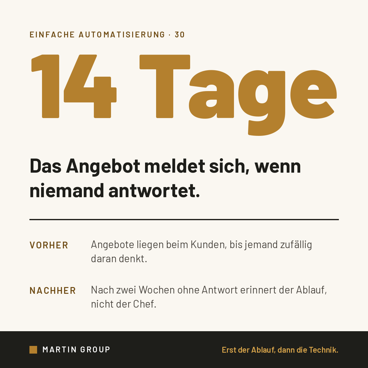 Das Angebot liegt seit drei Wochen.